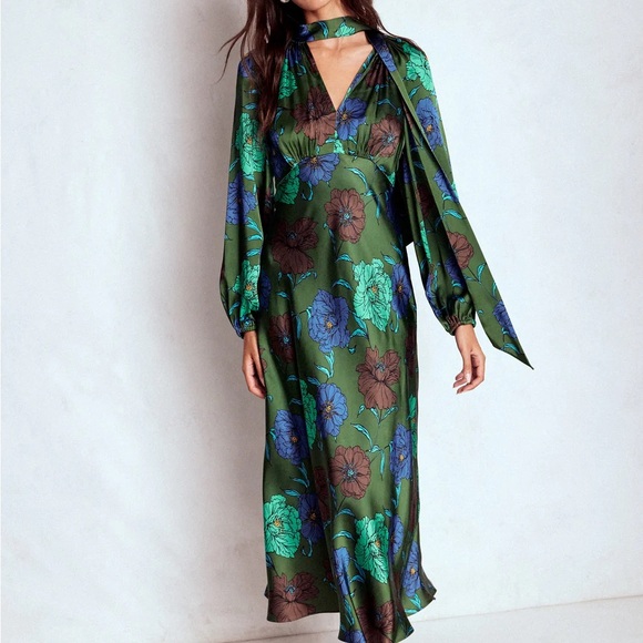 Boden Green Floral Midi Dress - Picture 2 of 3